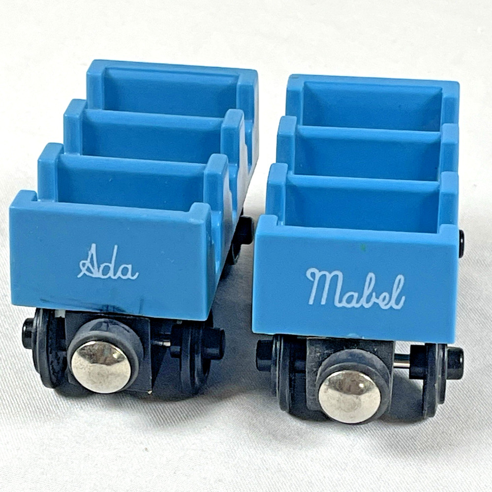 Thomas & Friends Wooden Railway Ada & Mabel Blue Coaster Train Car Vtg 1997